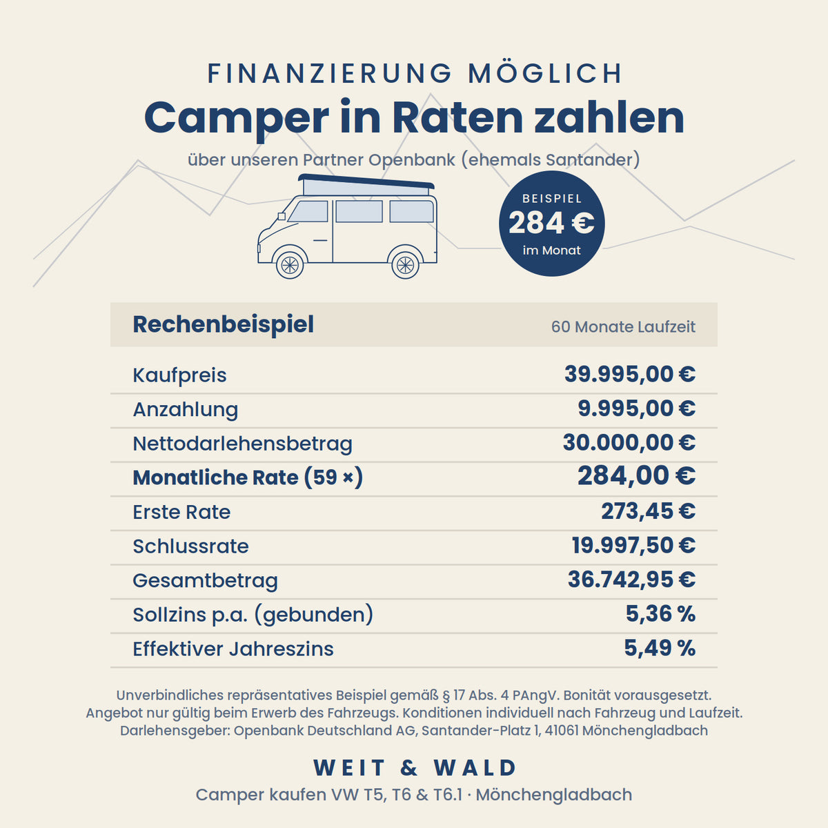 Volkswagen T6.1 Camper mit Aufstelldach, 2.0 TDI, 110 PS / 81KW | VW Bulli Wohnmobil Campervan Kastenwagen