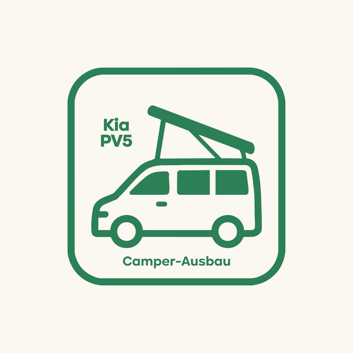Kia PV5 Camper-Ausbau: Elektro-Camper auf Basis PV5 Cargo L2H1 für 2 oder 4 Personen, mit Küche, Schlafplätzen & V2L, ohne Dach, mit Hubdach oder Reimo-Aufstelldach