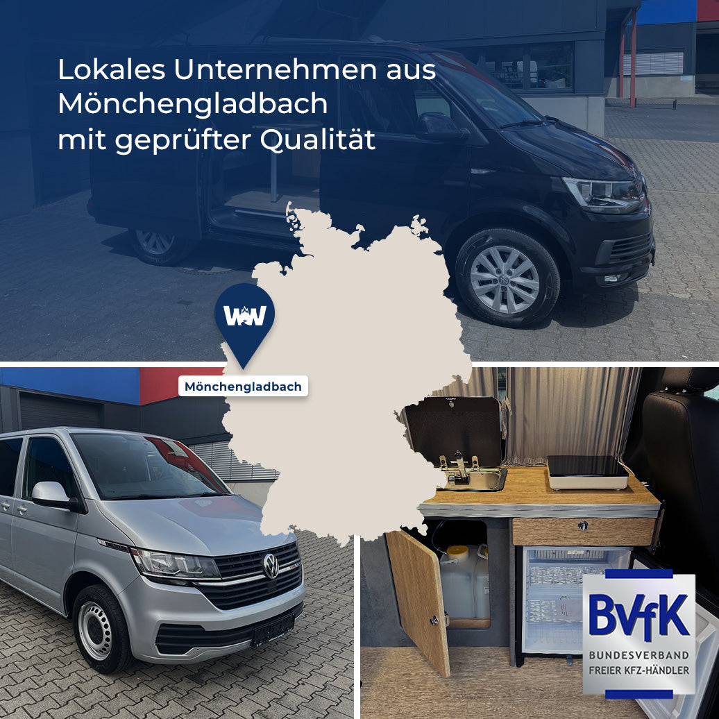 Volkswagen T6.1 Camper 2.0 TDI 110PS unfallfrei | Wohnmobil mit Hubdach Schlafdach, PDC, Navi, Rückfahrkamera | Campervan Umbau 5 Sitzer