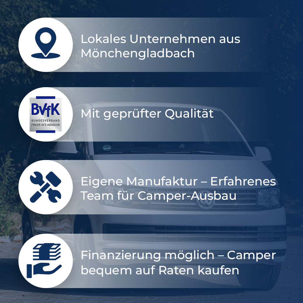 Volkswagen T6.1 Camper 2.0 TDI 110PS unfallfrei | Wohnmobil mit Hubdach Schlafdach, PDC, Navi, Rückfahrkamera | Campervan Umbau 5 Sitzer